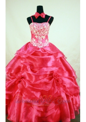 Red Beading and Hand Made Flowers For Little Girl Pageant Dresses  Pageant Dresses