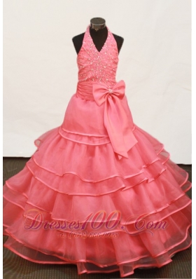 Beautiful Beading and Ruffled Layers Ball Gown Hater Little Girl Pageant Dress Floor-length  Pageant Dresses