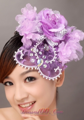 Lavender Organza Rhinestone Wedding Fascinators