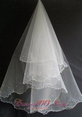 Beading Decorate Tulle Popular Wedding Veils