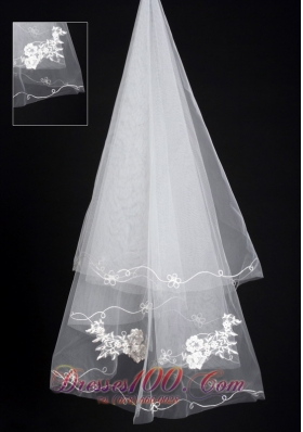 Organza Lace Applique Edge Bridal / Wedding Veils