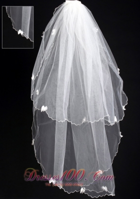Organza Appliques Romantic Bridal Veils