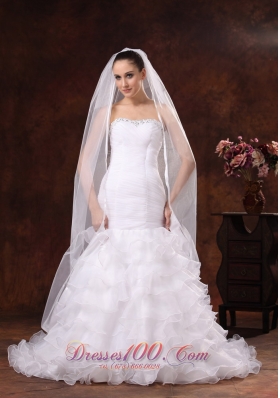 Classical White Organza Veil For Wedding