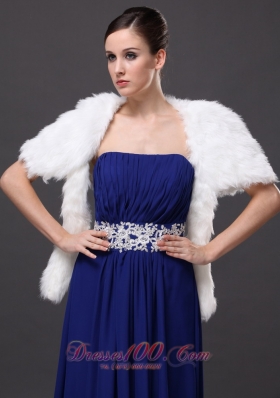 Faux Fur White Wedding Affordable Short Sleeves Prom And Wedding Party Jacket