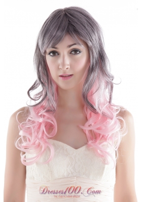 Fairy Gray / Pink Long High Quality Synthetic Hair Wig