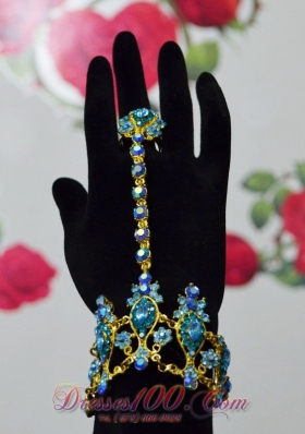 Charming Blue and Gold Bracelet And Ring