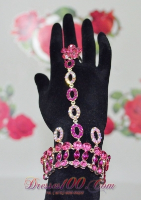 Shining Fuchsia Bracelet And Ring