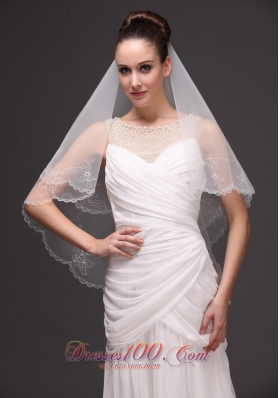 Embroidery Tulle Beautiful Bridal Veils For Wedding