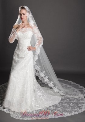 Perfect Lace Appliques Edge Organza Wedding Veils
