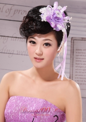 Side Clamp Flower and Lace Taffeta For Wedding Party