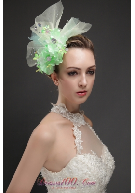Beautiful Green Tulle Fascinators With Beading And Hand Made Flowers