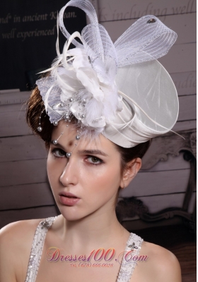 Fashionable Feather/ Ribbons Bridal Hat/ Headpiece