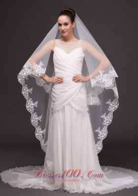 Lace Appliques Tulle Graceful Wedding Veil