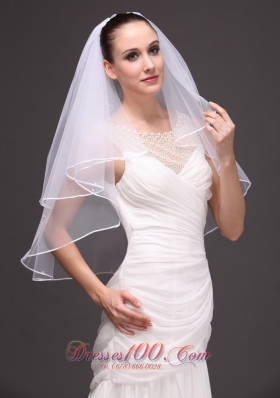 Two-tier Tulle Ribbon Edge Wedding Veil On Sale