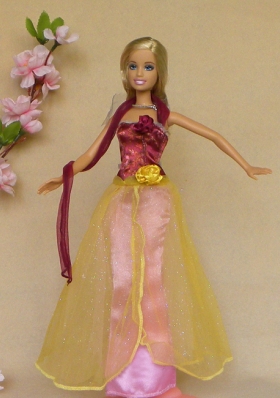 Colorful Hand Made Flowers Handmade Dresses Fashion Party Clothes Gown Skirt For Barbie Doll
