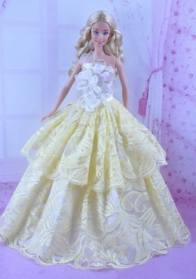 Gorgeous Yellow Princess Dress For Barbie Doll