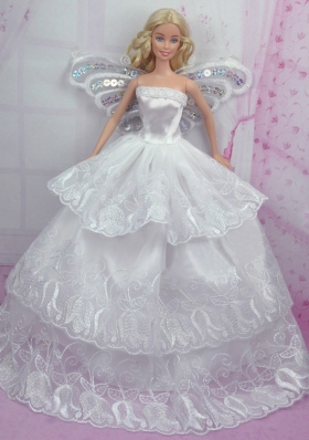 Romantic Wedding Dress With Embroidery Made to Fit the Barbie Doll