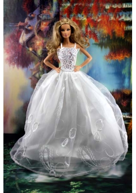 Beauty Ball Gown and Embroidery For Barbie Doll Wedding Dress