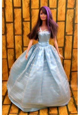 Simple Baby Blue Floor-length Dress For Noble Barbie