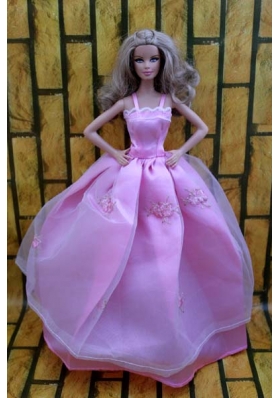 Ball Gown Dress For Barbie Doll Dress With Lavender and Straps