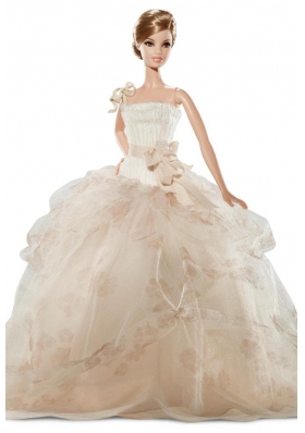New Beautiful Handmade Champagne Organza Party Dress for Noble Barbie