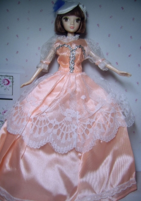Elegant Orange Gowns Taffeta Made to Fit the Barbie Doll