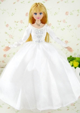 Fashion Handmade White Tulle Barbie Wedding Dress For Barbie Doll