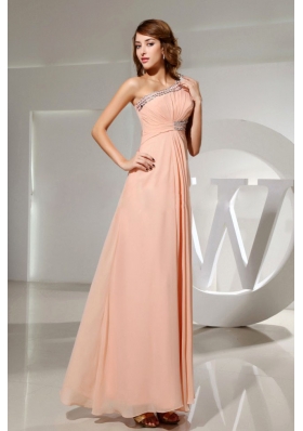 Beading One Shoulder Chiffon Floor-length Empire Prom Dress