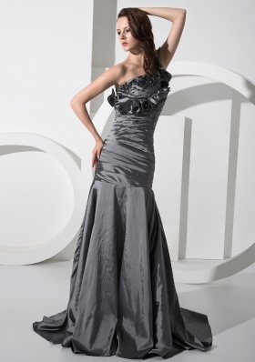 Mermaid Beading One Shoulder Taffeta Brush/Sweep Prom Dress