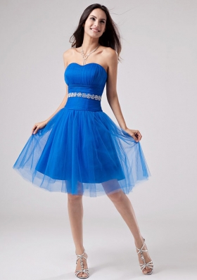 Beading Strapless A-Line Knee-length Prom Dress Tulle