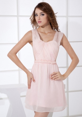 Light Pink Straps Mini-length Empire Mini-length 2013 Prom Dress