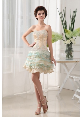 Sweetheart and Ruffled Layers For Short prom Dress With Beading