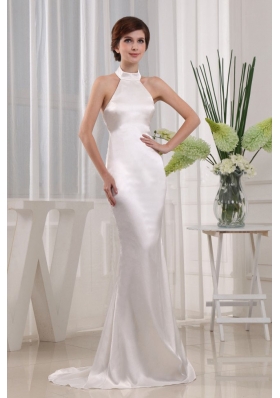 Simple Mermaid Prom Celebrity Dress White Halter In 2013