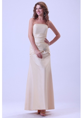 Champagne Beaded Prom Dress Ankle-length Taffeta