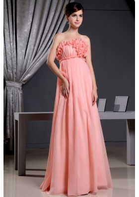 Watermelon Elegant Prom Dress With Hand Made Flowers