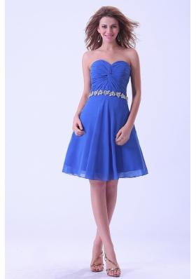 Royal Blue Bridesmaid Dresses With Sweetheart Appliques Knee-length Chiffon