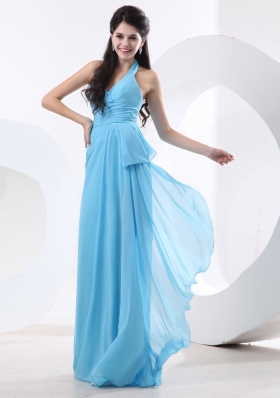 Halter Baby Blue For 2013 Custom Made Bridesmaid Dresses With Ruch
