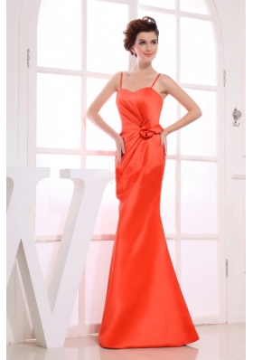 Hand Made Flower Decorate Bodice Spaghetti Straps A-line 2013 Bridesmaid Dresses Floor-length