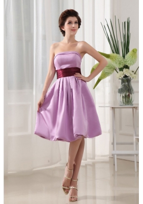 Sashes/Ribbons Simple Lavender Taffeta Knee-length Strapless A-Line Bridesmaid Dresses