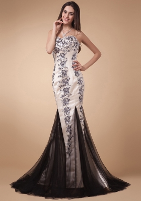 Mermaid Prom Dress With Appliques Sweetheart and Brush Train