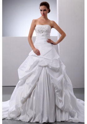 New Arrival Princess Appliques and Pick-ups Wedding Dress With Taffeta In 2013