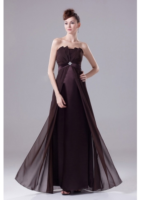 Brown Prom Dress With Beading Strapless Floor-length and Chiffon