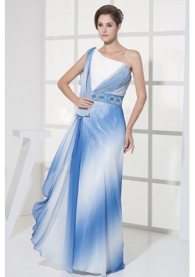 One Shoulder For Ombre Color Prom Dress With Ruch