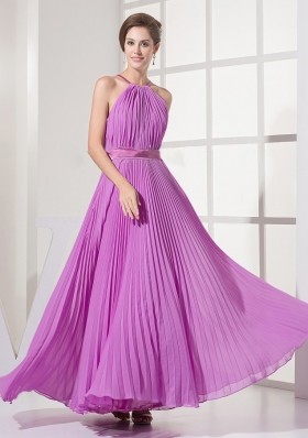 Straps and Lavender For Prom Dress With Ruched Over Skirt