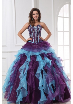 Sweetheart Beading and Appliques Multi-color Quinceanera Dress