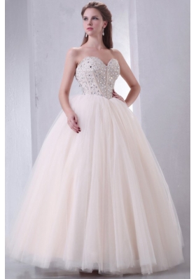 Lace Up Beaded Sweetheart A-line Wedding Dress with Tulle