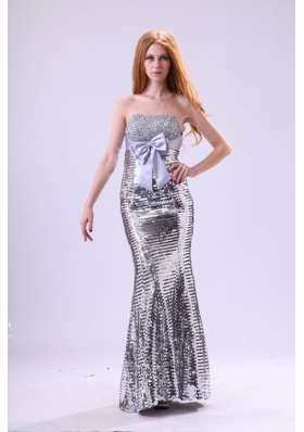 2014 Column Sweetheart Floor-length Grey Beading Sequins Prom Dress