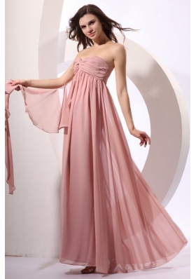 Empire Sweetheart Floor-length Ruche Peach Chiffon Prom Dress
