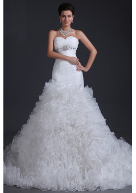 Luxurious A-line Sweetheart Beading and Ruffles Wedding Dress