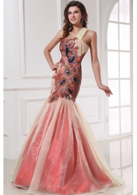 Mermaid One Shoulder Floor-length Prom Dress with Appliques